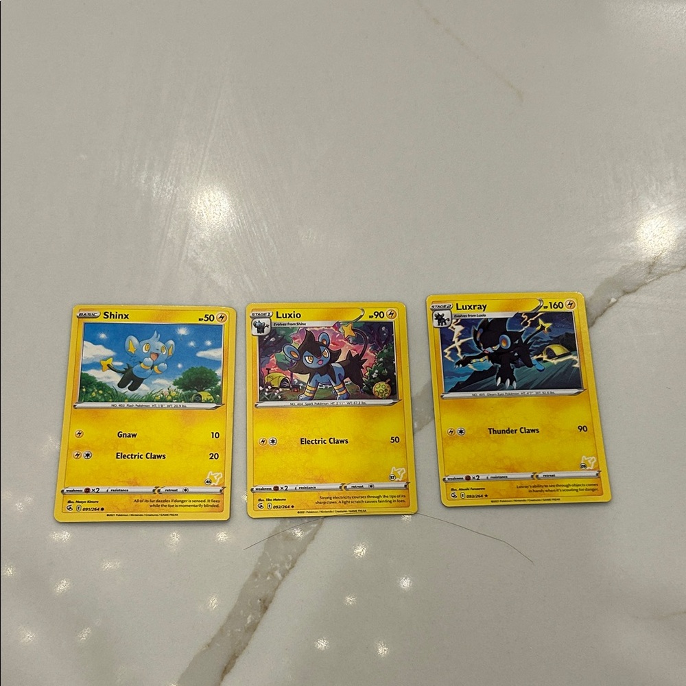 Pokemon Card Trio - Yellow and Blue